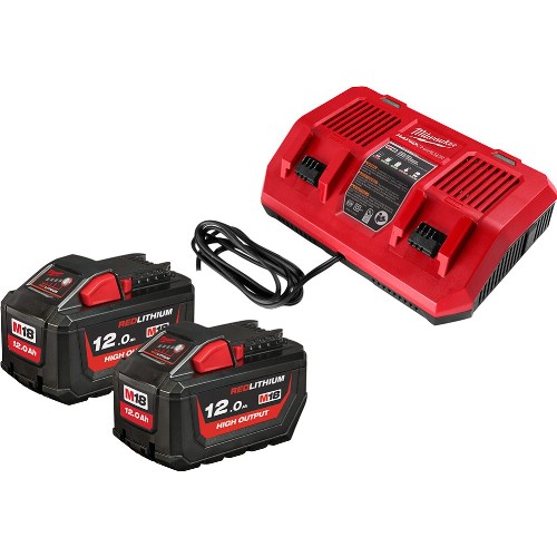 Lader og batteripakke MILWAUKEE 2x18 V 12,0 Ah Li-Ion