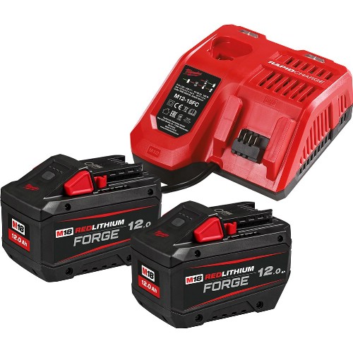 Lader og batteripakke MILWAUKEE 2x18 V 12,0 Ah Li-Ion