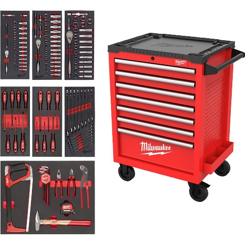 Verktøyvogn MILWAUKEE 7 skuffer inkl. verktøy
